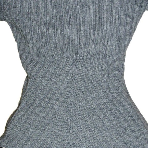 Copper Key Grey Sweater with striped cuffs Small Unique Sleeves form-fitting - Picture 8 of 11
